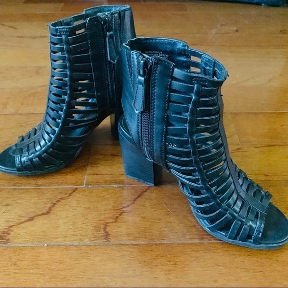 NINE WEST HangTuff open toe trap shoes gladiator women’s size 5M black leather. - Picture 4 of 8